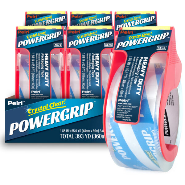 POWERGRIP™ Heavy Duty Packing Tape with Dispenser 6 Tape Rolls